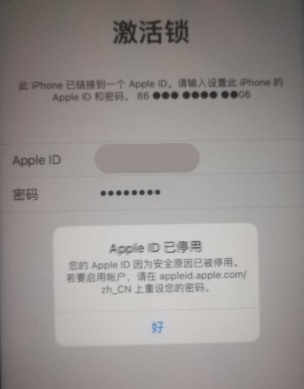 梅河口苹果手机维修分享iPhone 12 出现提示“Apple ID 已停用”怎么办 