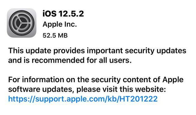梅河口苹果手机维修分享iOS12.5.2发布，建议所有老苹果用户安装 